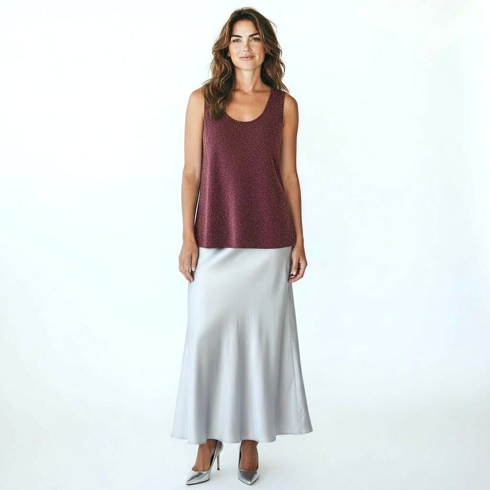 IMPRESSIONS Woman's Frosted Cranberry Dressy Knit Tank Top 2X Glam Layering